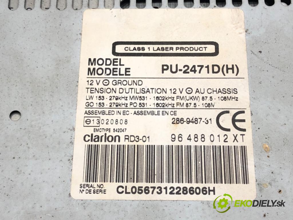 CITROEN C3 I (FC_, FN_) 2002 - 2022    1.4 i 54 kW [73 KM] benzyna 2002 - 2010  RADIO 96488012XT (Audio zariadenia)