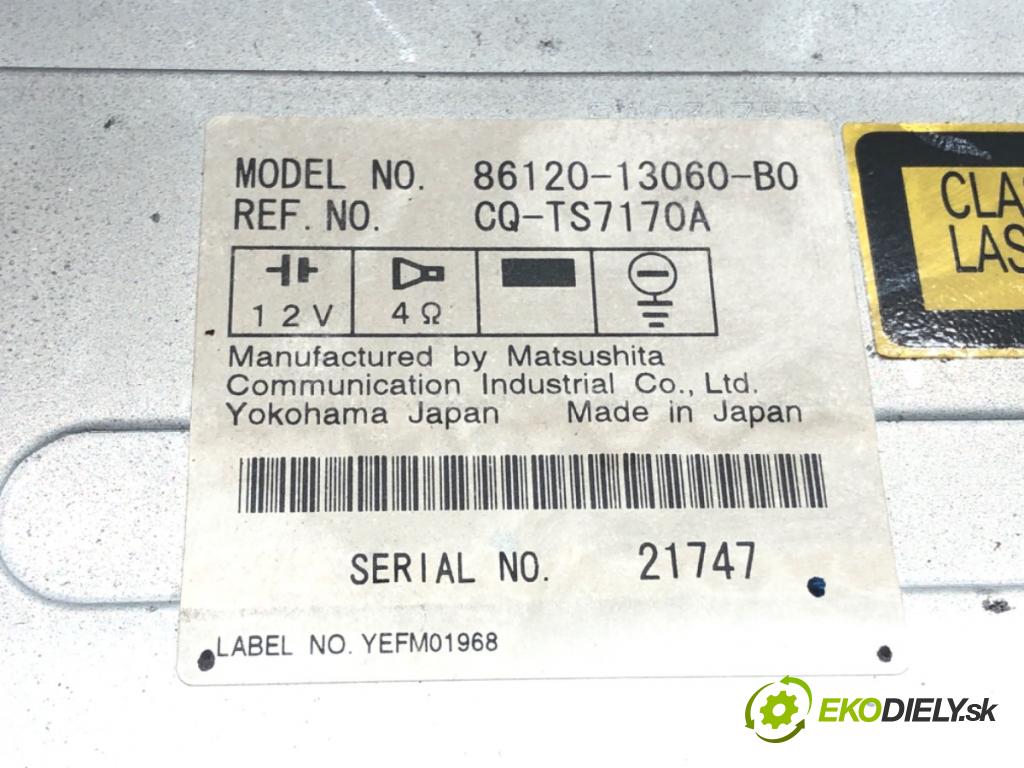 TOYOTA COROLLA Verso (_E12_) 2001 - 2007    2.0 D-4D (CDE120_) 66 kW [90 KM] olej napędowy 2002 - 2004  RADIO 86120-13060 (Audio zariadenia)