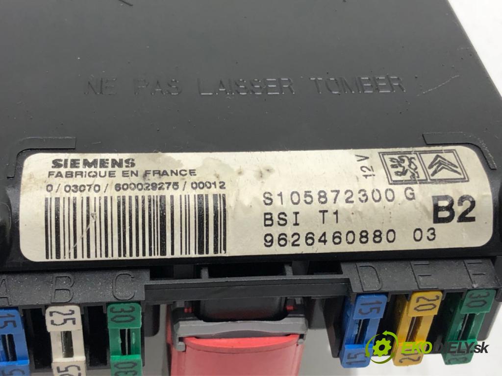 PEUGEOT 206 liftback (2A/C) 1998 - 2012    1.4 i 55 kW [75 KM] benzyna 1998 - 2012  modul BSI 9626460880 (Pojistkové skříňky)