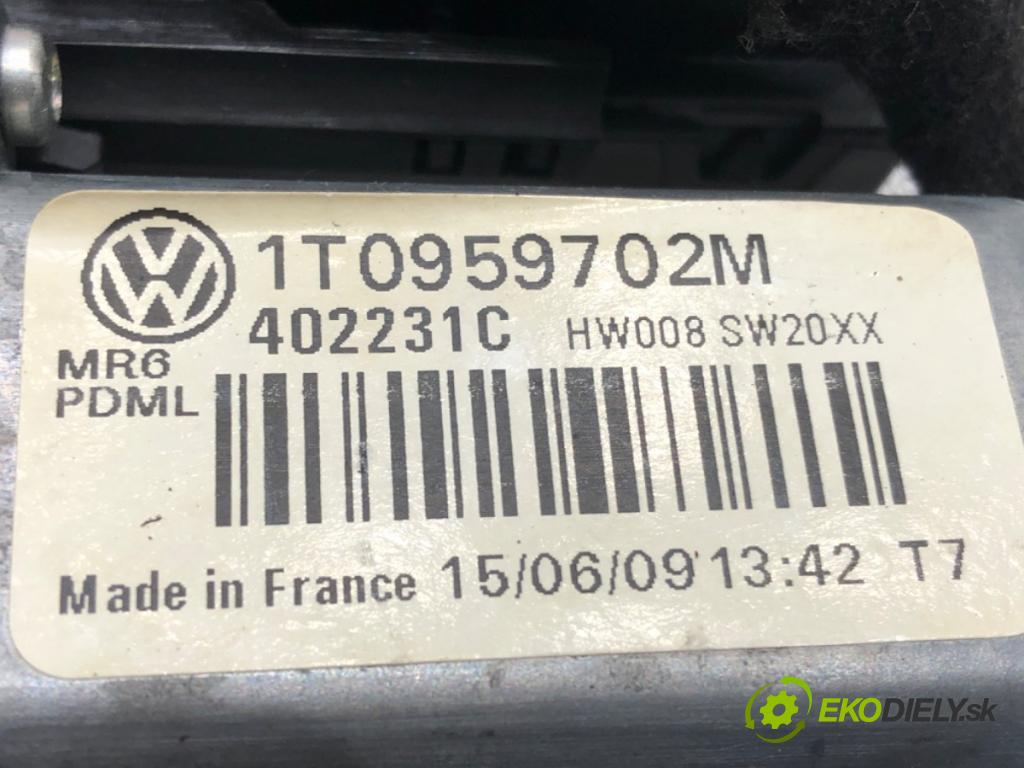 VW TOURAN (1T1, 1T2) 2003 - 2010    1.9 TDI 77 kW [105 KM] olej napędowy 2003 - 2010  motorek sťahovaní okna přední část pravý 1T0959702M 1K0959792Q (Ostatné)