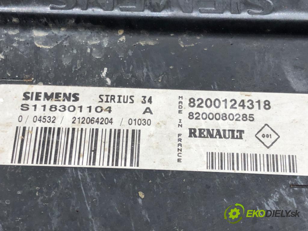 RENAULT SCÉNIC I nadwozie wielkoprzestrzenne (MPV) (JA0/1_, FA0_) 1999 - 2010    1.6 (JA00, JA16, JA15, JA19, JA1V, JA2B, JA2C, JA0B,... 79 kW [107 KM] benzyna 1999 - 2003  riadiaca jednotka Motor 8200124318 (Riadiace jednotky)