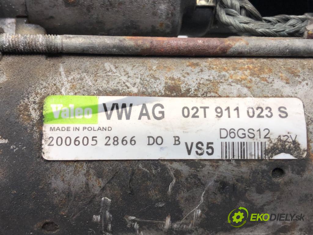 VW GOLF V (1K1) 2003 - 2010    1.4 16V 55 kW [75 KM] benzyna 2003 - 2006  Štartér 02T911023S (Štartéry)