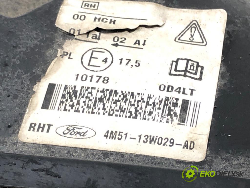 FORD FOCUS II (DA_, HCP, DP) 2004 - 2013    1.6 74 kW [100 KM] benzyna 2004 - 2012  Svetlomet pravy predný 4M51-13W029-AD