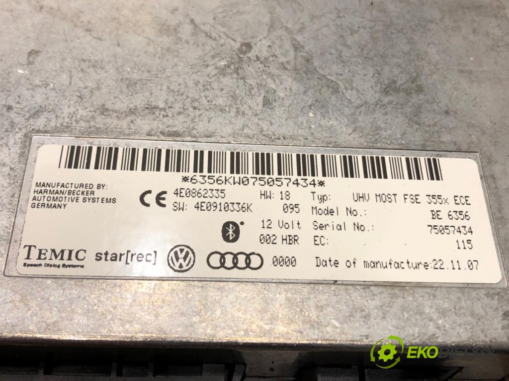 AUDI A5 (8T3) 2007 - 2017    2.7 TDI 140 kW [190 KM] olej napędowy 2007 - 2012  Modul BLUETOOTH 4E0862335 (Ostatné)