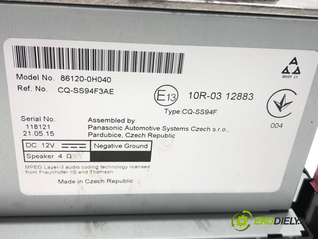 CITROEN C1 II (PA_, PS_) 2014 - 2022    1.0 VTi 68 51 kW [69 KM] benzyna 2014 - 2022  RADIO 86120-0H040 (Audio zariadenia)