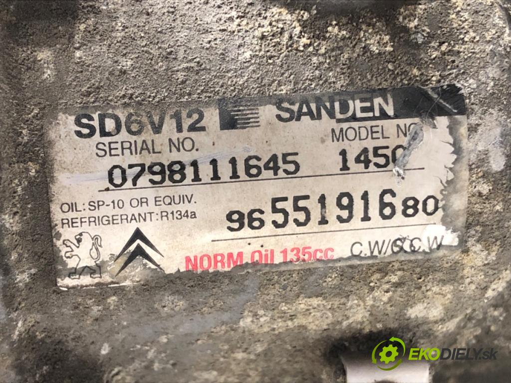 CITROEN C2 (JM_) 2003 - 2017    1.4 HDi 50 kW [68 KM] olej napędowy 2003 - 2009  kompresor klimatizace 9655191680 (Kompresory)