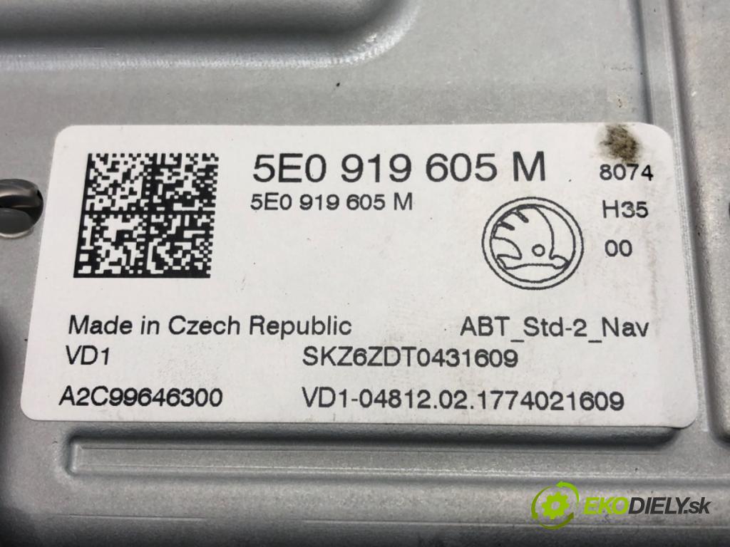 SKODA OCTAVIA III (5E3, NL3, NR3) 2012 - 2022    1.4 TSI 110 kW [150 KM] benzyna 2014 - 2020  RADIO 5E0919605M (Audio zariadenia)