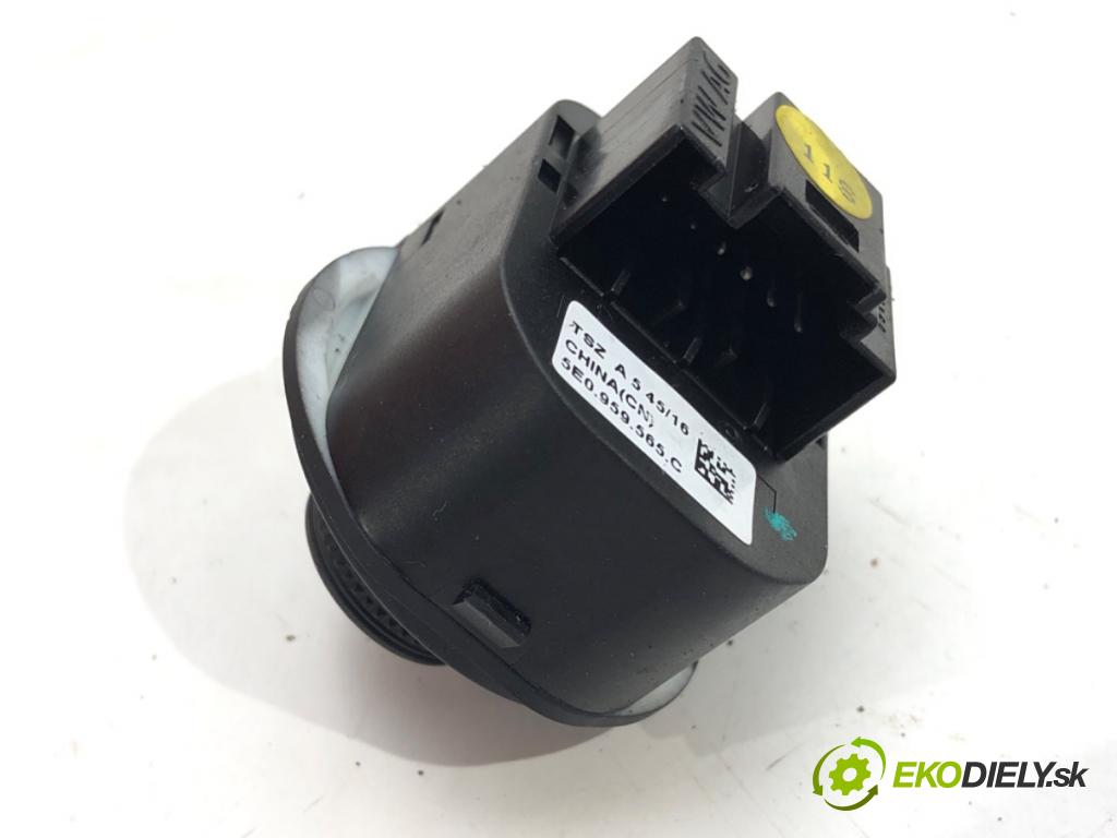 SKODA OCTAVIA III (5E3, NL3, NR3) 2012 - 2022    1.4 TSI 110 kW [150 KM] benzyna 2014 - 2020  Prepínač nastavenia spätných zrkadiel 5E0959565C (Prepínače, spínače, tlačidlá a ovládače kúrenia)