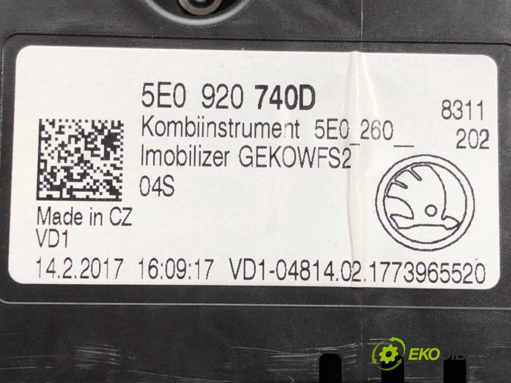 SKODA OCTAVIA III (5E3, NL3, NR3) 2012 - 2022    1.4 TSI 110 kW [150 KM] benzyna 2014 - 2020  Prístrojovka 5E0920740D (Prístrojové dosky, displeje)