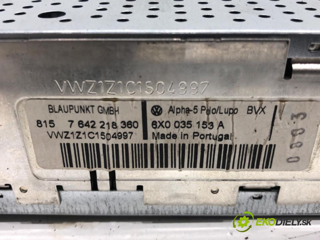 VW POLO (9N_, 9A_) 2001 - 2014    1.2 12V 47 kW [64 KM] benzyna 2001 - 2007  RADIO 6X0035153A (Audio zariadenia)