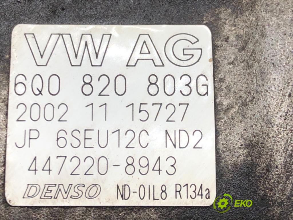 VW POLO (9N_, 9A_) 2001 - 2014    1.2 12V 47 kW [64 KM] benzyna 2001 - 2007  kompresor klimatizace 6Q0820803G (Kompresory)