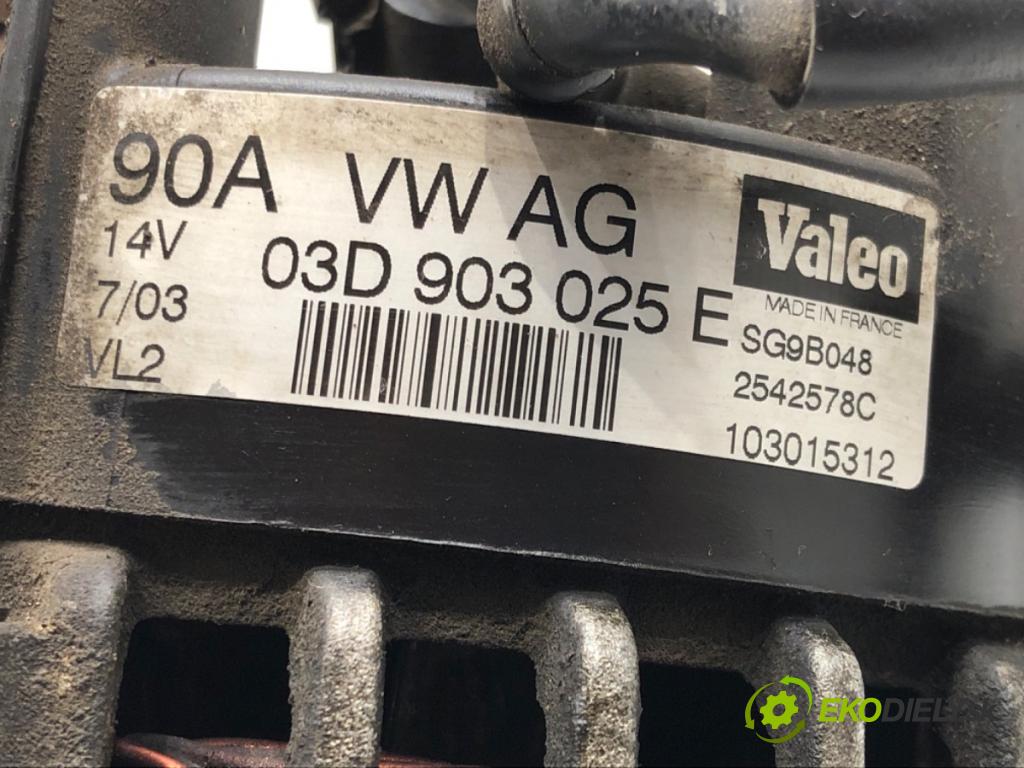 VW POLO (9N_, 9A_) 2001 - 2014    1.2 12V 47 kW [64 KM] benzyna 2001 - 2007  Alternátor 03D903025E (Alternátory)