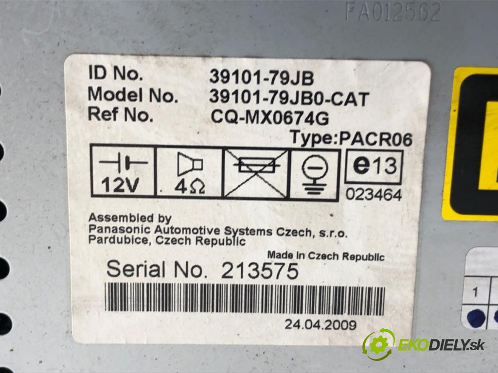 SUZUKI SX4 (EY, GY) 2006 - 2022    1.6 DDIS (RW 416D) 66 kW [90 KM] olej napędowy 2007 - 2022  RADIO 39101-79JB (Audio zariadenia)