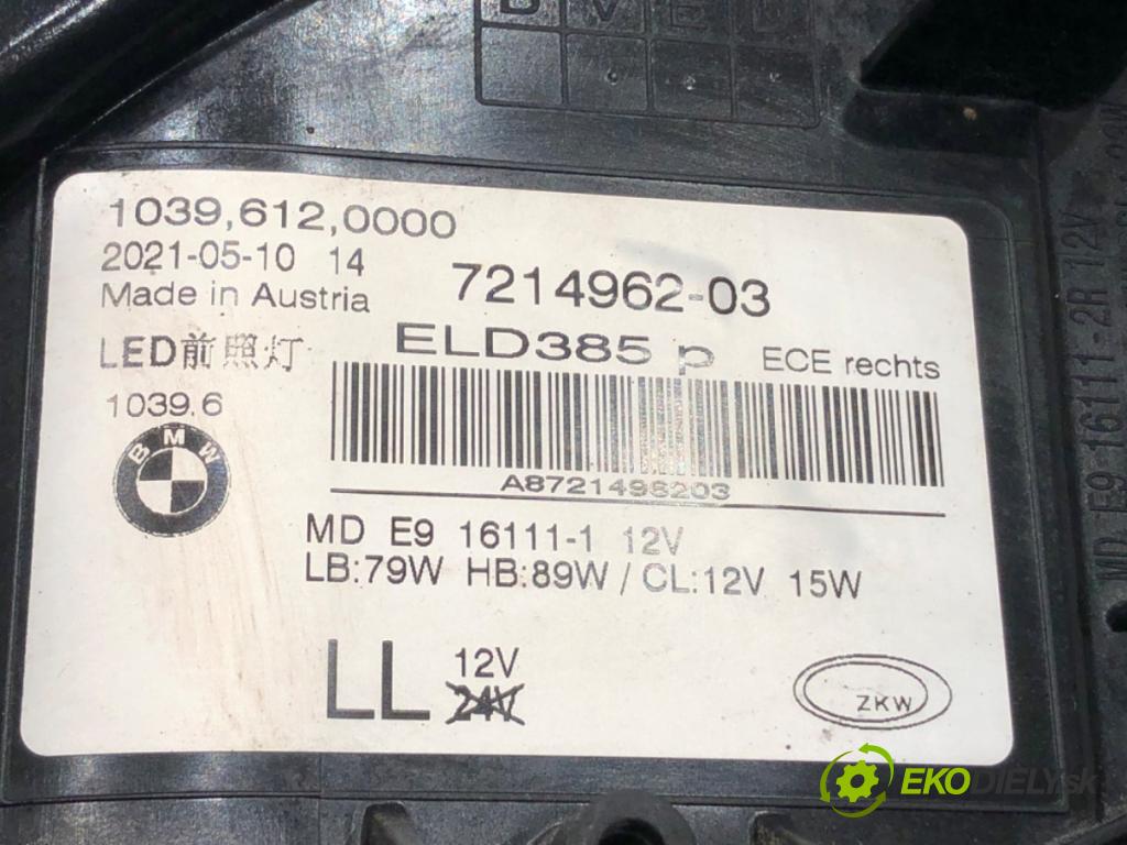 BMW 5 (G30, F90) 2016 - 2022    540 i xDrive 250 kW [340 KM] benzyna 2016 - 2020  Svetlomet pravy predný ADAPTÍVNE: LED 7214962