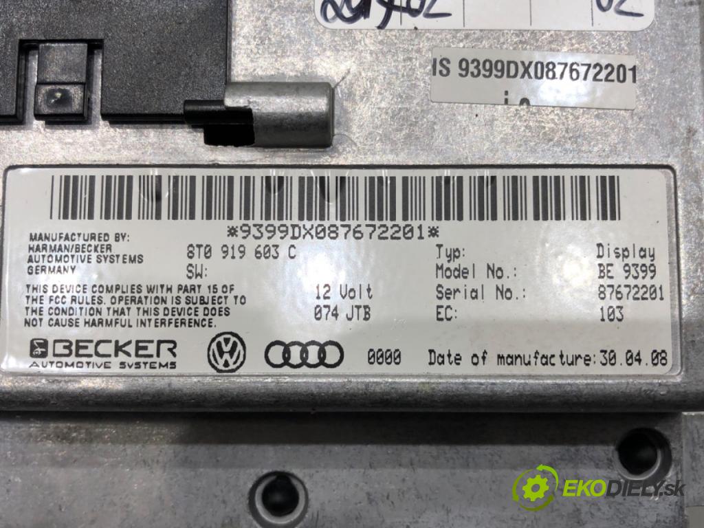 AUDI A4 B8 Avant (8K5) 2007 - 2015    2.0 TDI 105 kW [143 KM] olej napędowy 2008 - 2015  Dislpej 8T0919603C (Prístrojové dosky, displeje)