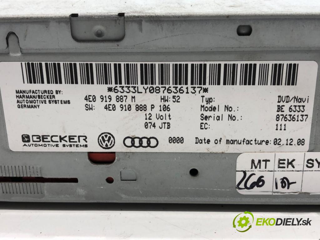 AUDI A4 B8 Avant (8K5) 2007 - 2015    2.0 TDI 105 kW [143 KM] olej napędowy 2008 - 2015  čítač navigácie 4E0919887M (Ostatné)