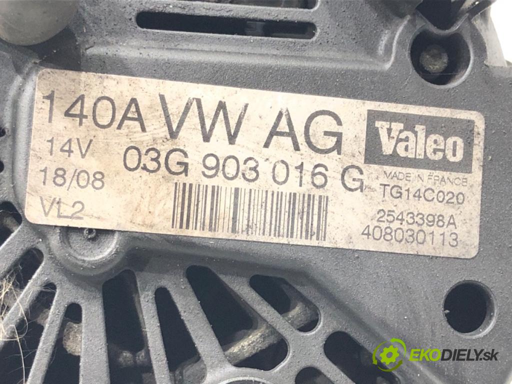 AUDI A4 B8 Avant (8K5) 2007 - 2015    2.0 TDI 105 kW [143 KM] olej napędowy 2008 - 2015  Alternátor 03G903016G (Alternátory)