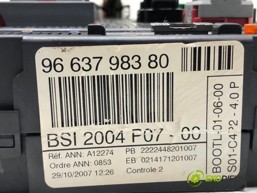 PEUGEOT 207 SW (WK_) 2007 - 2013    1.4 16V 70 kW [95 KM] benzyna 2007 - 2013  modul BSI 9663798380 (Pojistkové skříňky)