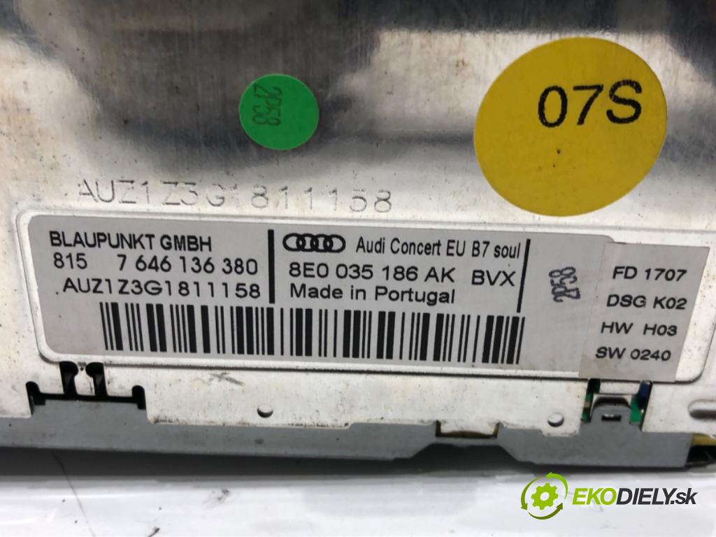 AUDI A4 B7 Avant (8ED) 2004 - 2008    2.0 TDI 103 kW [140 KM] olej napędowy 2004 - 2008  RADIO 8E0035186AK (Audio zariadenia)