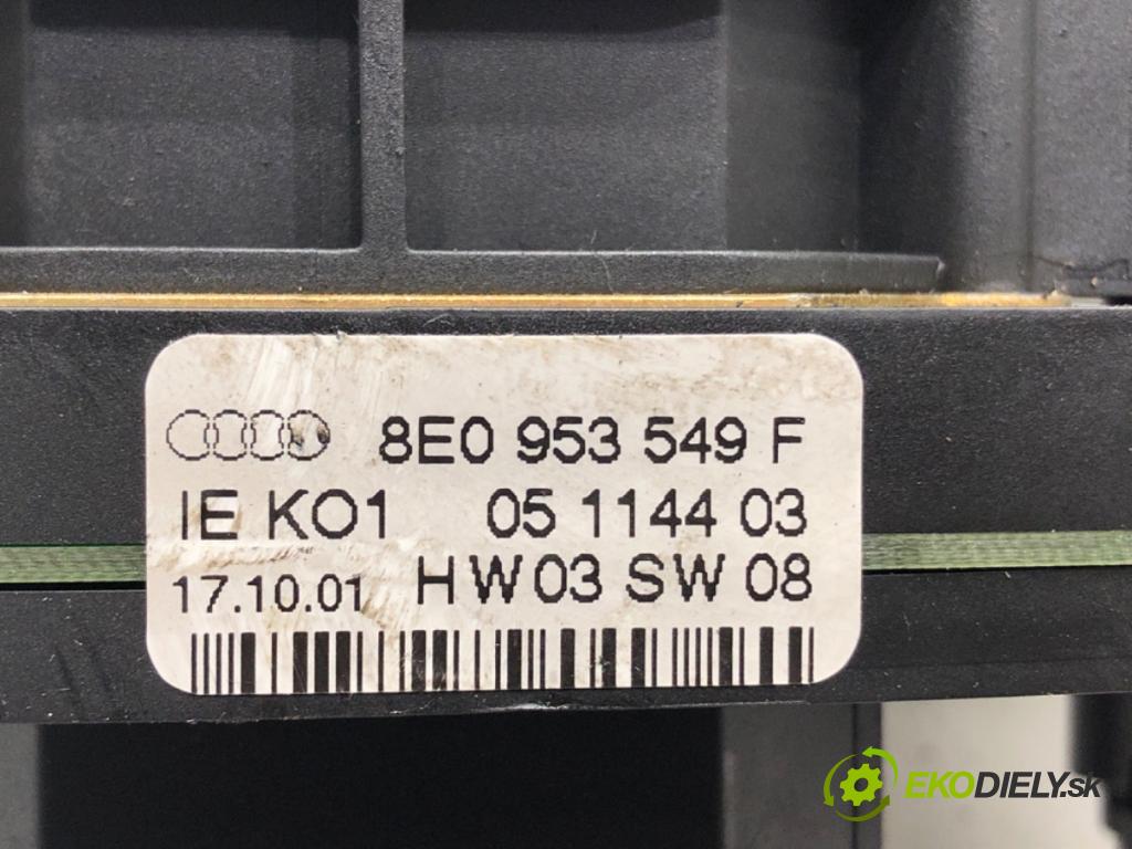 AUDI A4 B6 Avant (8E5) 2000 - 2005    1.9 TDI 96 kW [130 KM] olej napędowy 2001 - 2004  Prepínač kombinovaný 8E0953549F (Prepínače, spínače, tlačidlá a ovládače kúrenia)