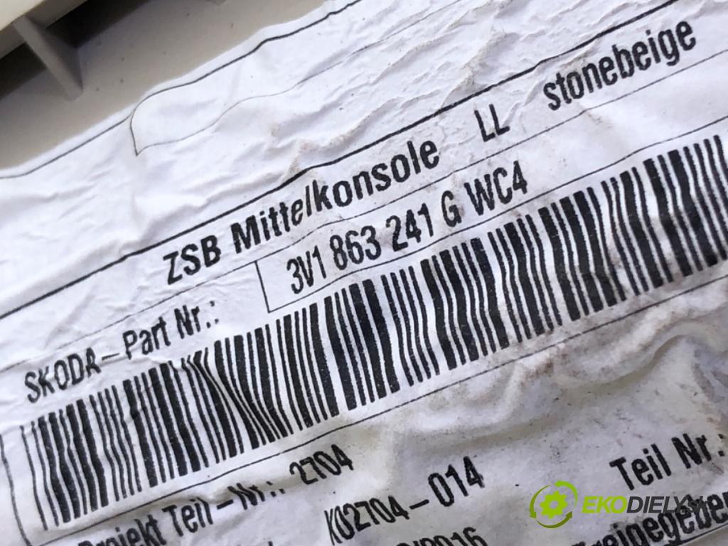 SKODA SUPERB III Kombi (3V5) 2015 - 2022    2.0 TSI 4x4 206 kW [280 KM] benzyna 2015 - 2022  Tunel stredový 3V1863241G (Stredový tunel / panel)