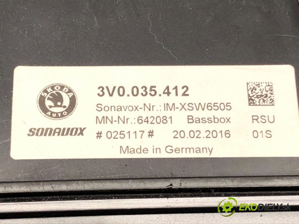 SKODA SUPERB III Kombi (3V5) 2015 - 2022    2.0 TSI 4x4 206 kW [280 KM] benzyna 2015 - 2022  subwoofer 3V0035412 (Audio zariadenia)