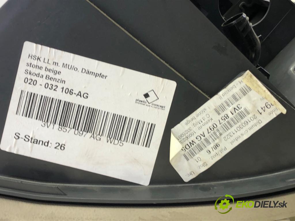 SKODA SUPERB III Kombi (3V5) 2015 - 2022    2.0 TSI 4x4 206 kW [280 KM] benzyna 2015 - 2022  Priehradka, kastlík spolujazdca  (Priehradky, kastlíky)