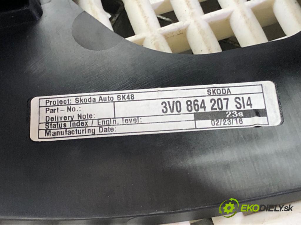 SKODA SUPERB III Kombi (3V5) 2015 - 2022    2.0 TSI 4x4 206 kW [280 KM] benzyna 2015 - 2022  Lakťová opierka 3V0864207 (Lakťové opierky)