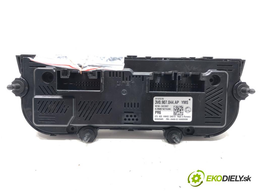 SKODA SUPERB III Kombi (3V5) 2015 - 2022    2.0 TSI 4x4 206 kW [280 KM] benzyna 2015 - 2022  Panel ovládania kúrenia 3V0907044AP (Prepínače, spínače, tlačidlá a ovládače kúrenia)