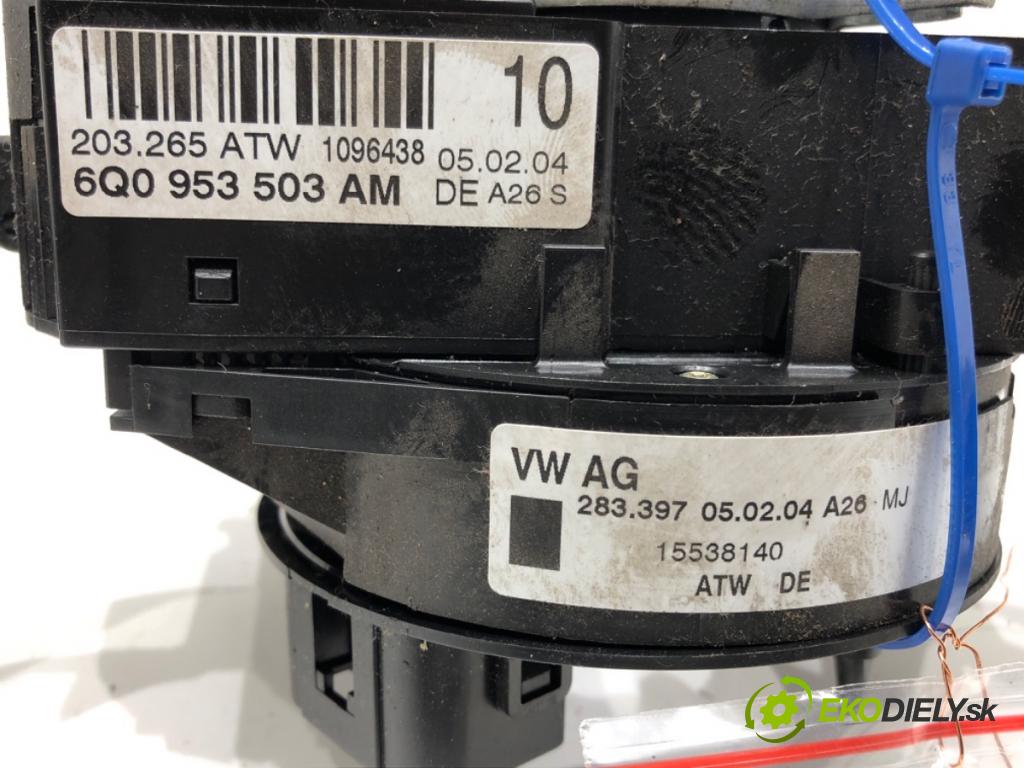 VW POLO (9N_, 9A_) 2001 - 2014    1.9 TDI 74 kW [101 KM] olej napędowy 2001 - 2009  Prepínač kombinovaný 6Q0953503AM (Prepínače, spínače, tlačidlá a ovládače kúrenia)