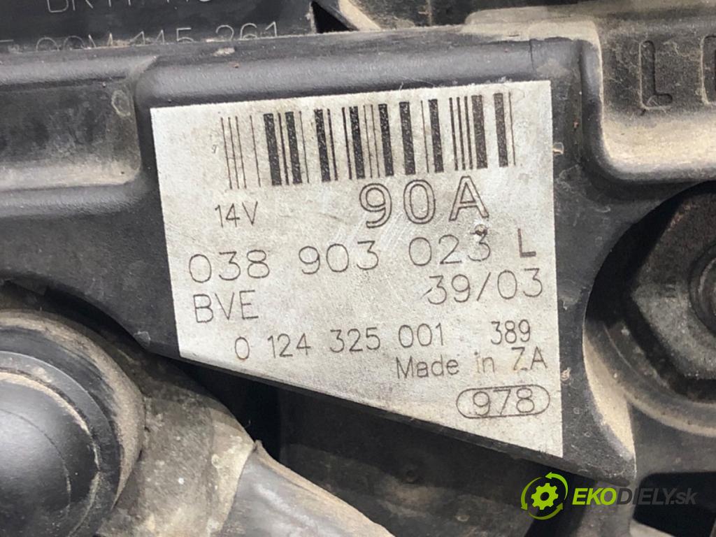 VW POLO (9N_, 9A_) 2001 - 2014    1.9 TDI 74 kW [101 KM] olej napędowy 2001 - 2009  Alternátor 038903023L (Alternátory)