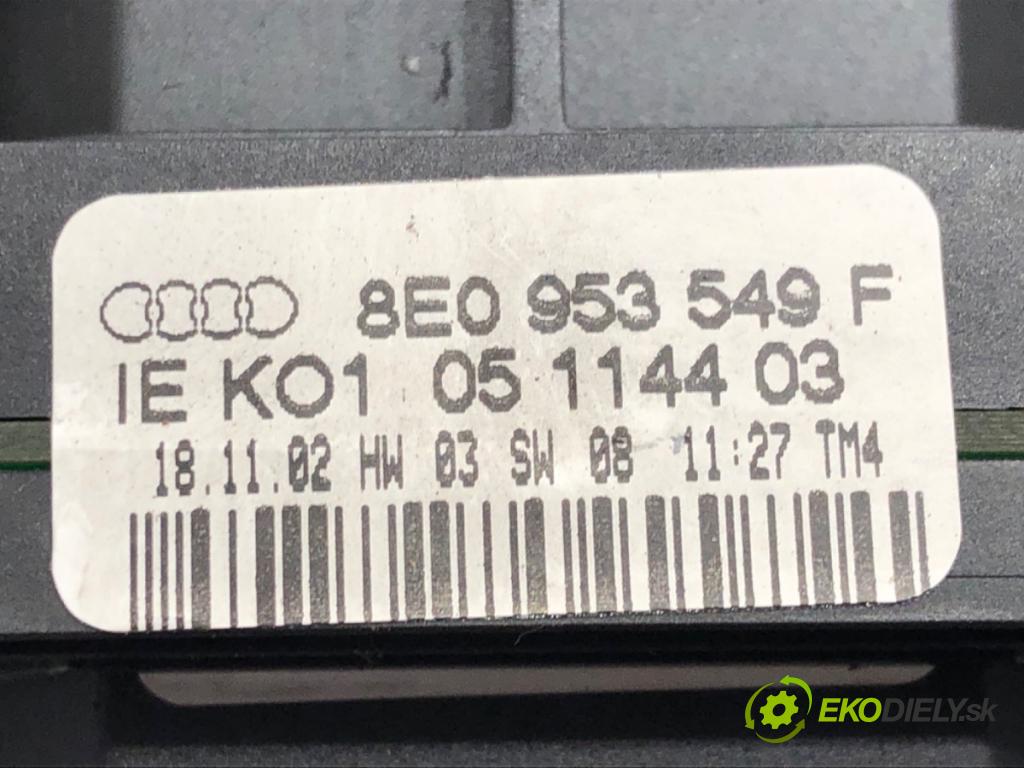 AUDI A4 B6 (8E2) 2000 - 2005    1.9 TDI 96 kW [130 KM] olej napędowy 2000 - 2004  Prepínač kombinovaný 8E0953549F (Prepínače, spínače, tlačidlá a ovládače kúrenia)