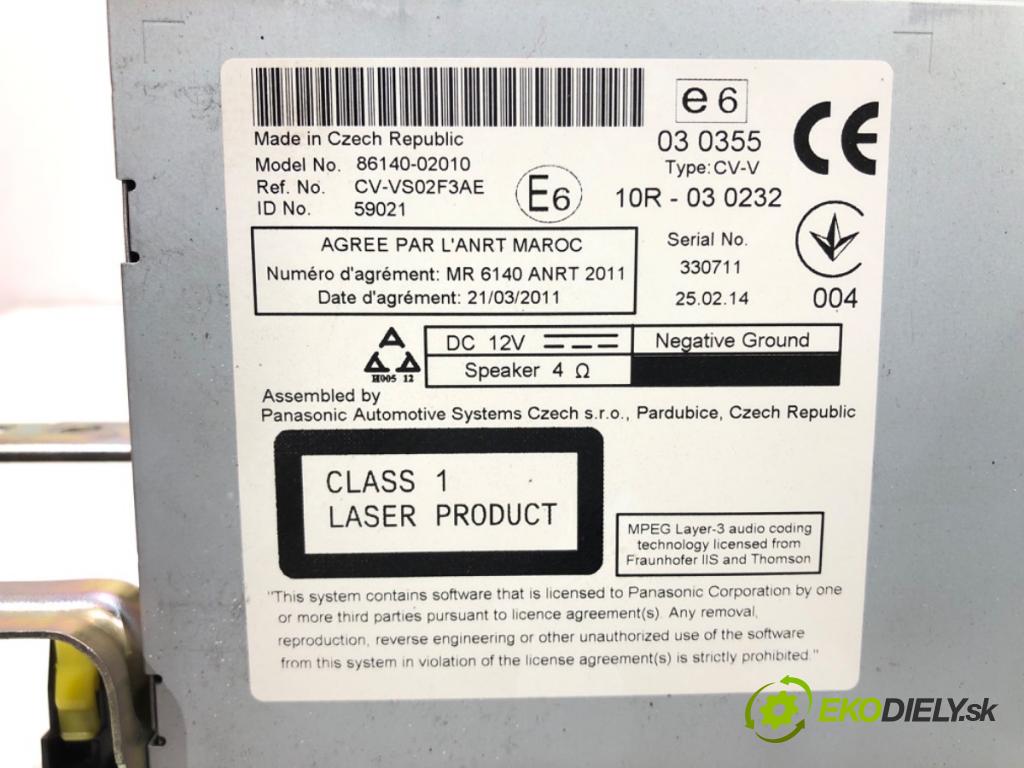 TOYOTA AURIS (_E18_) 2012 - 2018    1.6 (ZRE181_, ZRE185_) 97 kW [132 KM] benzyna 2012 - 2018  RADIO 86140-02010 (Audio zariadenia)