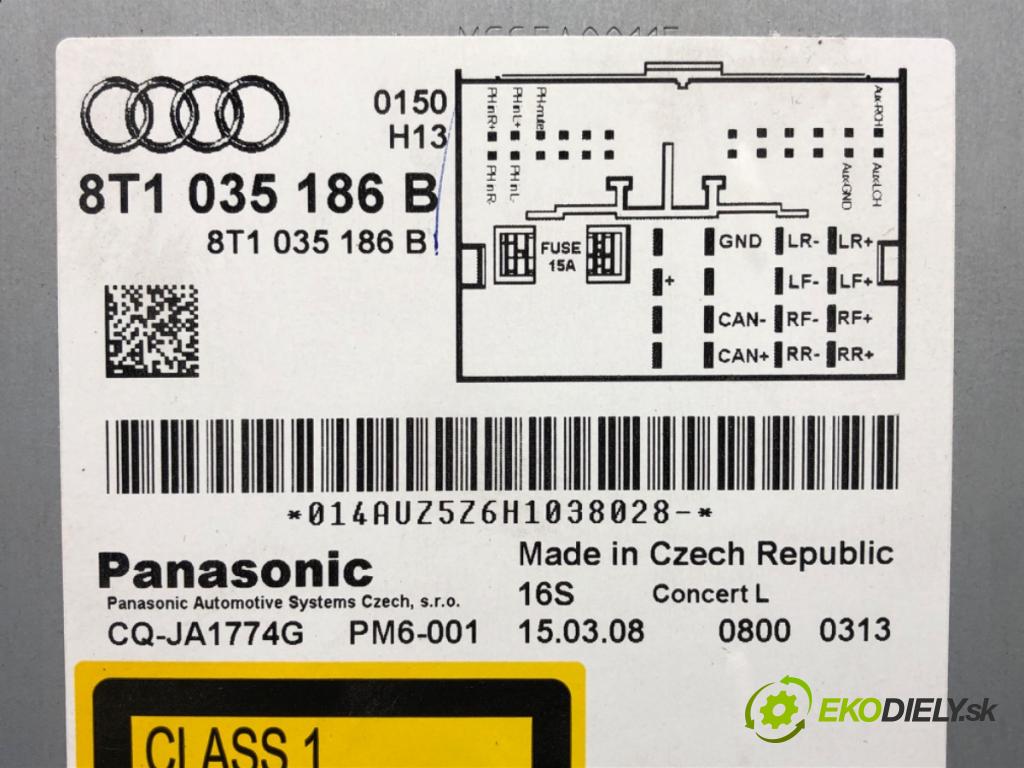 AUDI A4 B8 Avant (8K5) 2007 - 2015    1.8 TFSI 118 kW [160 KM] benzyna 2007 - 2012  RADIO 8T1035186B (Audio zariadenia)