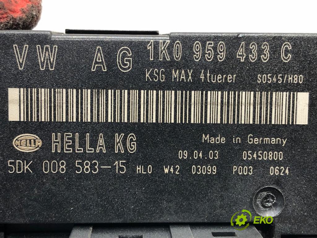 VW TOURAN (1T1, 1T2) 2003 - 2010    1.9 TDI 74 kW [100 KM] olej napędowy 2003 - 2004  Modul komfortu 1K0959433C (Moduly komfortu)