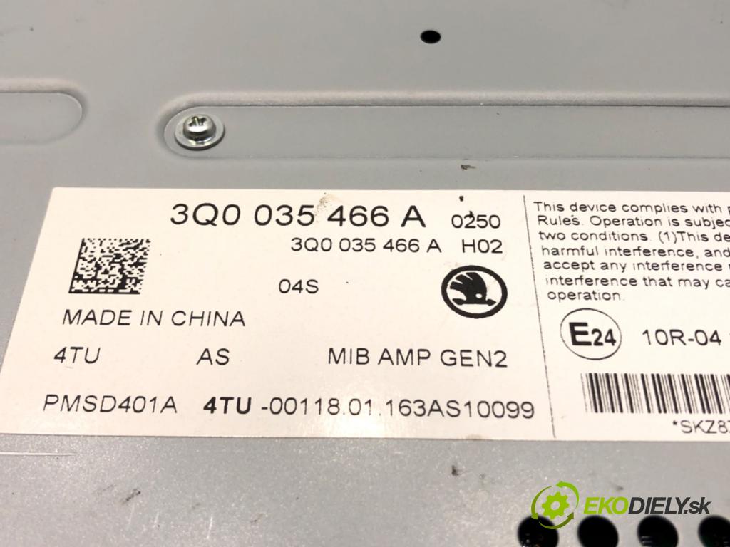 SKODA SUPERB III Kombi (3V5) 2015 - 2022    2.0 TSI 4x4 206 kW [280 KM] benzyna 2015 - 2022  Zosilňovač 3Q0035466A (Zosilňovače)