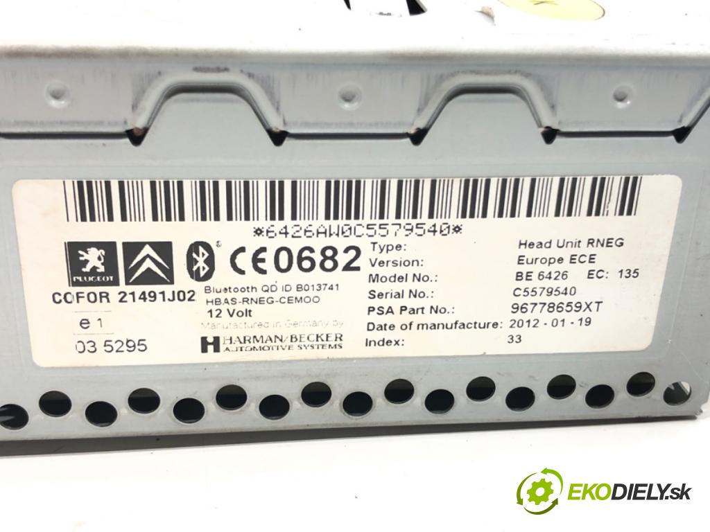 PEUGEOT 5008 (0U_, 0E_) 2009 - 2017    1.6 16V 115 kW [156 KM] benzyna 2009 - 2017  RADIO 96778659XT (Audio zariadenia)