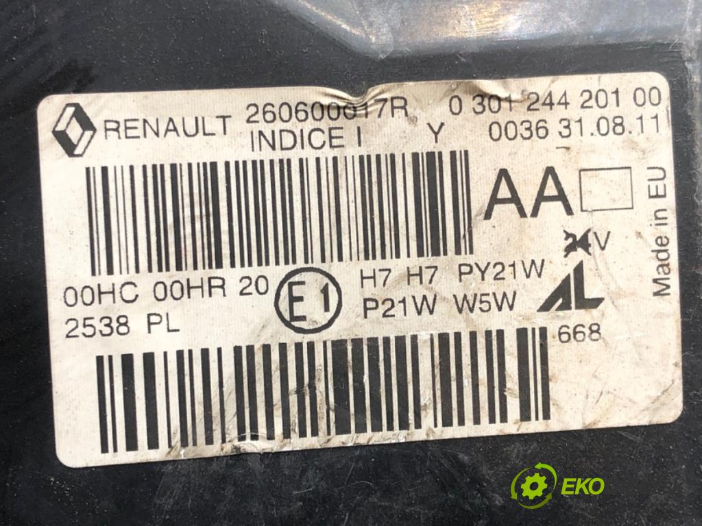 RENAULT MEGANE III Hatchback Van (BZ_) 2008 - 2015    1.5 dCi (BZ0D, BZ1G, BZ1F, BZ1M, BZ1W, BZ0R, BZ10) 81 kW [110 KM] olej napędowy 2009 - 2015  Svetlomet ľavy predný 260600017R