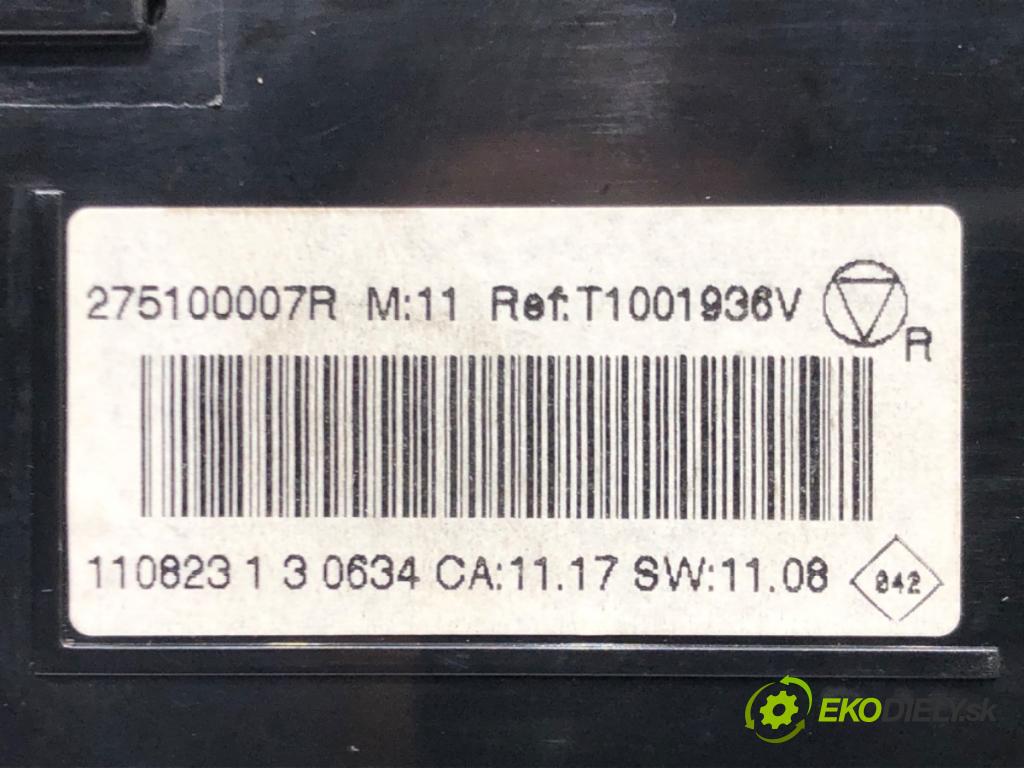RENAULT MEGANE III Hatchback Van (BZ_) 2008 - 2015    1.5 dCi (BZ0D, BZ1G, BZ1F, BZ1M, BZ1W, BZ0R, BZ10) 81 kW [110 KM] olej napędowy 2009 - 2015  Panel ovládania kúrenia 275100007R (Prepínače, spínače, tlačidlá a ovládače kúrenia)