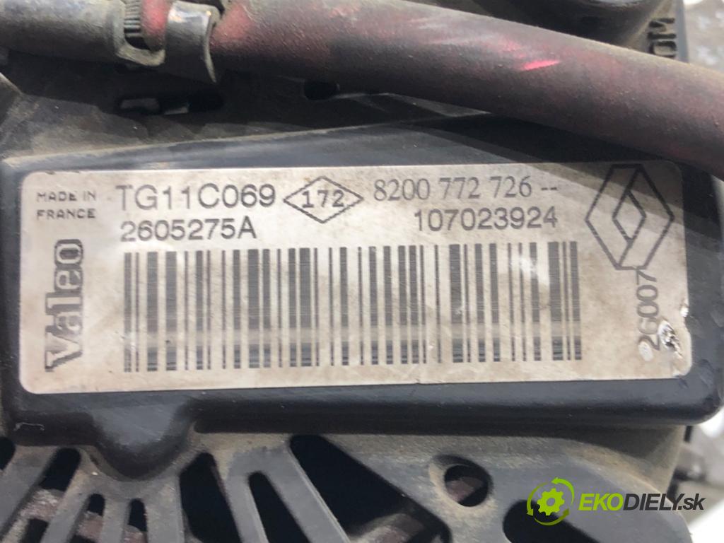 RENAULT MEGANE II (BM0/1_, CM0/1_) 2001 - 2012    1.5 dCi (BM1F, CM1F) 63 kW [86 KM] olej napędowy 2005 - 2008  Alternátor 8200772726 (Alternátory)