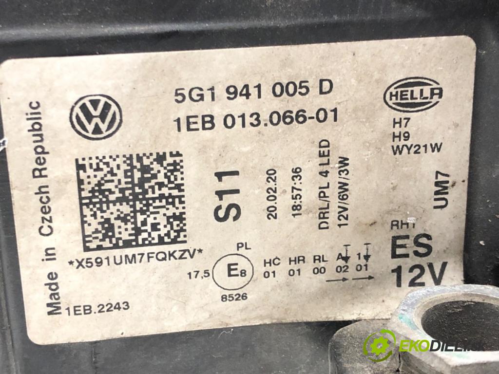 VW GOLF VII (5G1, BQ1, BE1, BE2) 2012 - 2022    1.6 TDI 85 kW [115 KM] olej napędowy 2016 - 2022  Svetlomet ľavy predný 5G1941005D