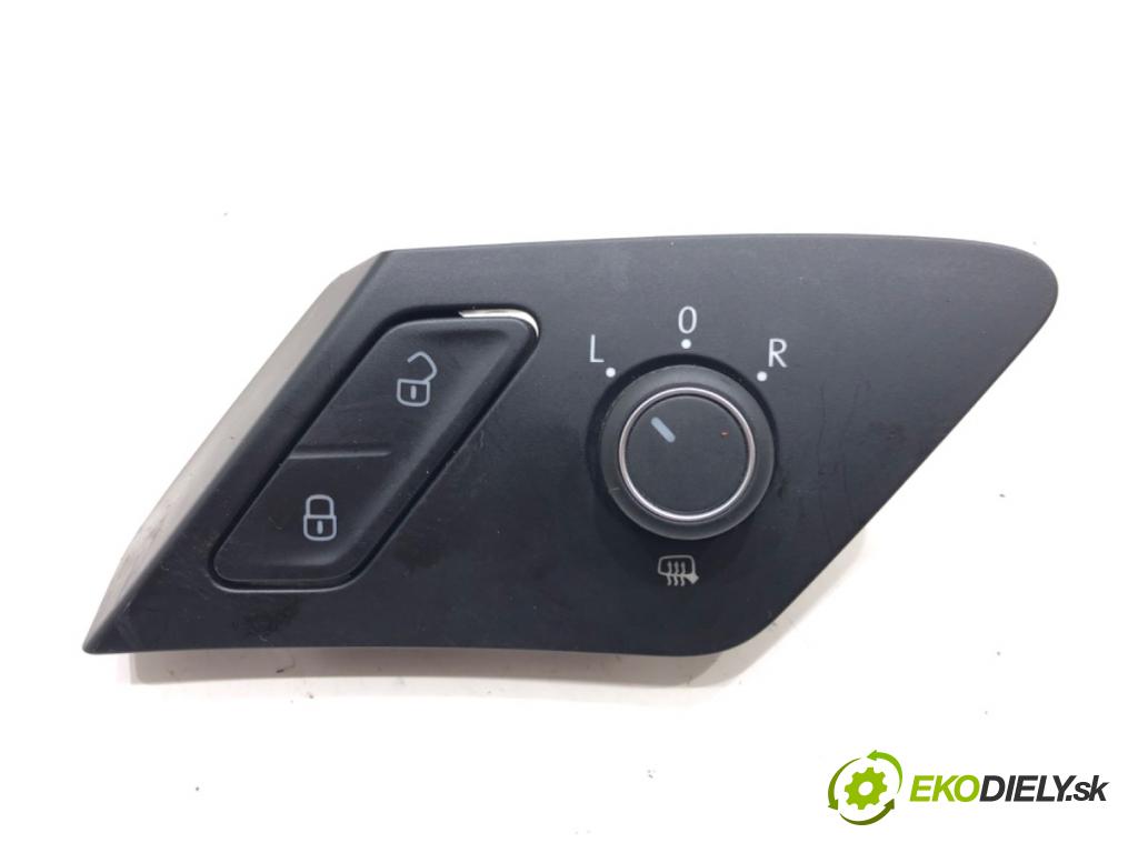 VW GOLF VII (5G1, BQ1, BE1, BE2) 2012 - 2022    1.6 TDI 85 kW [115 KM] olej napędowy 2016 - 2022  Prepínač nastavenia spätných zrkadiel 5G0959565AC (Prepínače, spínače, tlačidlá a ovládače kúrenia)