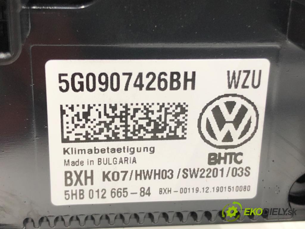 VW GOLF VII (5G1, BQ1, BE1, BE2) 2012 - 2022    1.6 TDI 85 kW [115 KM] olej napędowy 2016 - 2022  Panel ovládania kúrenia 5G0907426BH (Prepínače, spínače, tlačidlá a ovládače kúrenia)
