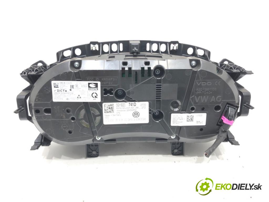VW GOLF VII (5G1, BQ1, BE1, BE2) 2012 - 2022    1.6 TDI 85 kW [115 KM] olej napędowy 2016 - 2022  Prístrojovka 5G1920741D (Prístrojové dosky, displeje)