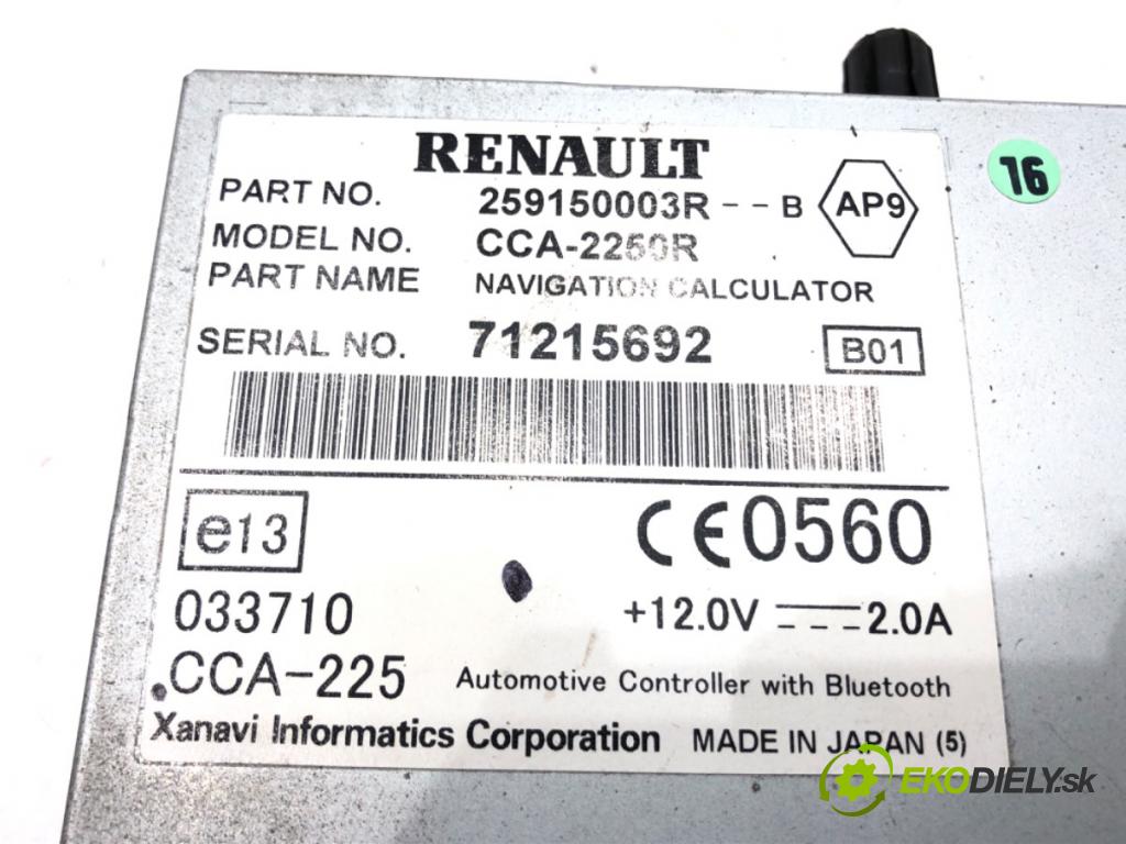 RENAULT LAGUNA III Grandtour (KT0/1) 2007 - 2015    2.0 dCi GT (KT11, KT1E, KT1N) 131 kW [178 KM] olej napędowy 2008 - 2015  čítač navigácie 259150003R (Ostatné)