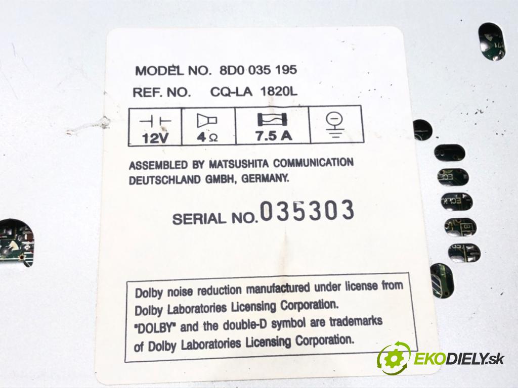 AUDI A4 B5 (8D2) 1994 - 2001    1.8 92 kW [125 KM] benzyna 1994 - 2000  RADIO 8D0035195 (Audio zariadenia)