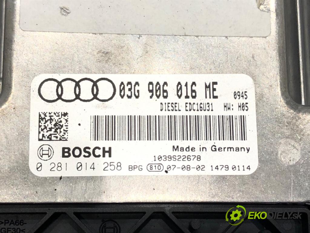 AUDI A6 C6 Avant (4F5) 2004 - 2011    2.0 TDI 103 kW [140 KM] olej napędowy 2005 - 2008  riadiaca jednotka Motor 03G906016ME (Riadiace jednotky)