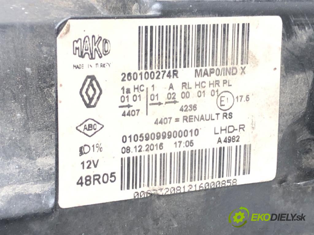 RENAULT CLIO IV (BH_) 2012 - 2022    1.5 dCi 110 81 kW [110 KM] olej napędowy 2016 - 2022  Svetlomet pravy predný XENON 260100274R