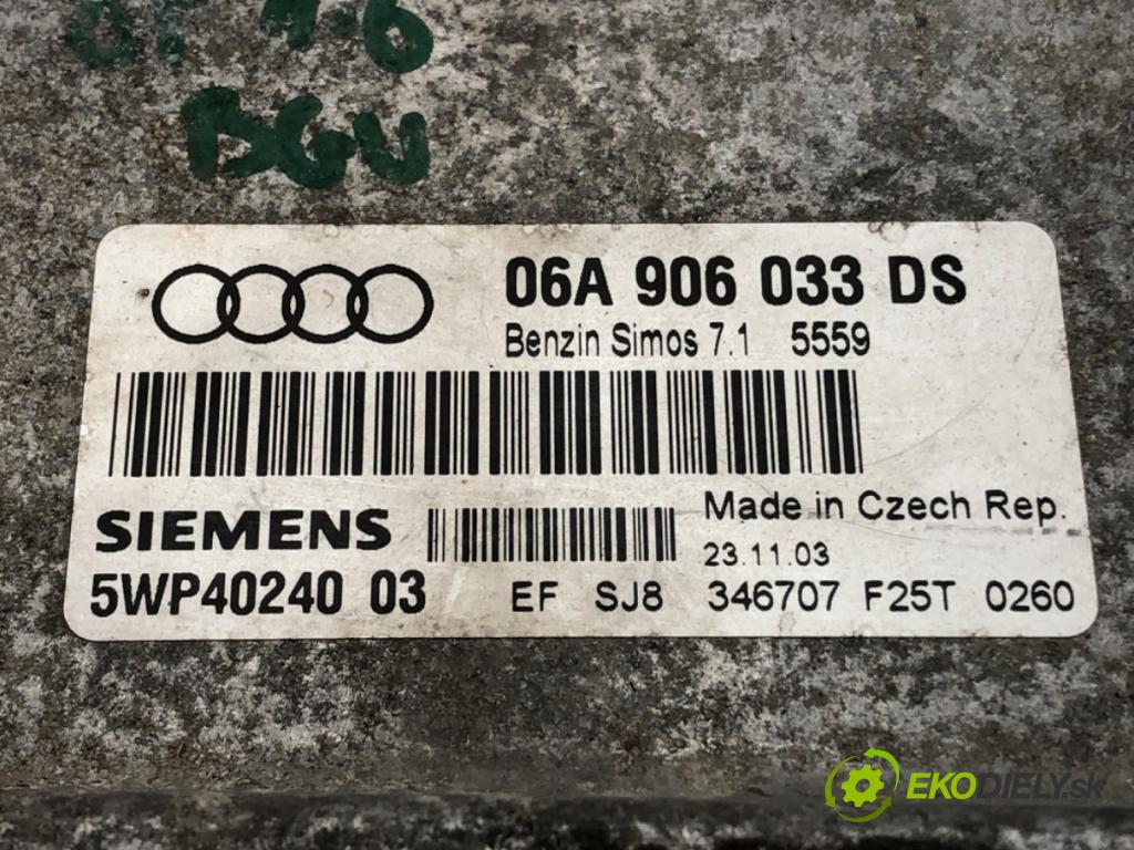 AUDI A3 (8P1) 2003 - 2013    1.6 75 kW [102 KM] benzyna 2003 - 2012  riadiaca jednotka Motor 06A906033DS (Riadiace jednotky)