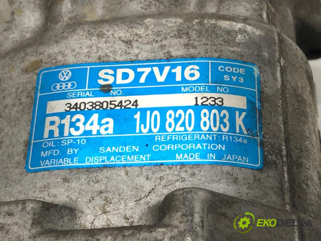 SEAT LEON (1M1) 1999 - 2006    1.6 16 V 77 kW [105 KM] benzyna 2000 - 2006  kompresor klimatizace 1J0820803K (Kompresory)